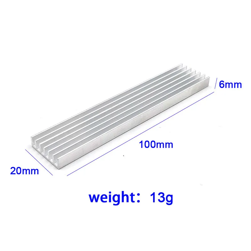 Description Picture 2 of item3PCS 100x20x6mm Strip Aluminum Heatsink for COB LED Bar Light Radiator 100mm 10CM Heat Sink Board 2cm Width Hot Dissipation