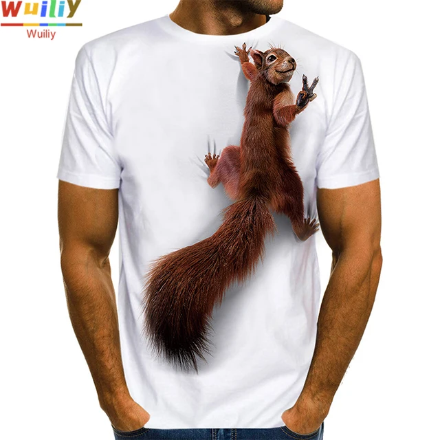 Men's Squirrel T Shirt 3D Print Shirt Animal Graphic Tees Lovely Pattern Tops Men/Women Cute Puppy Face Tee Funny Pet T-shirt Squirrel