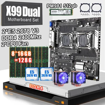شراءX99 المزدوج وحدة المعالجة المركزية اللوحة مع 2 قطعة XEON E5 2678V3 وحدة المعالجة المركزية و 8*16gb = 128gb Ddr4 Ecc Reg 2400mhz ECC REG ذاكرة عشوائية