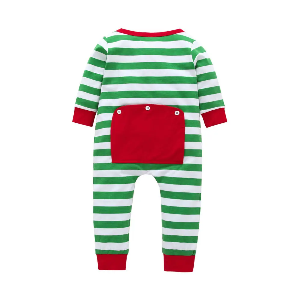 Для маленьких мальчиков и девочек Рождественская одежда из хлопка с длинными рукавами для сна домашний комбинезон в полоску комбинезоны; для мальчиков; для девочек