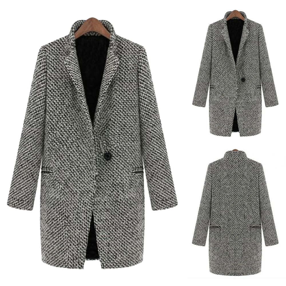 Ретро-пальто, Хаундстут, повседневные блейзеры для женщин, модные однобортные клетчатые куртки, женское элегантное пальто с длинным рукавом D30
