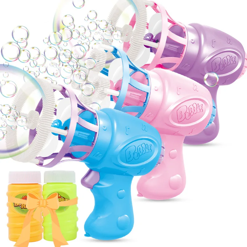 [Wood Forest] Fully Automatic Electric Bubble Gun Safe Material Bubble Water Replenisher Bubble Gun Summer Toy