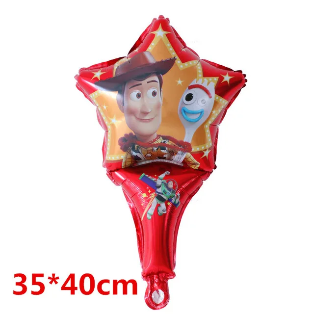 Флуоресцентный желтый 10pcs Toy Foil Balloons Cartoon Story Hero Woody Captain Buzz Balls Child Birthday Party Decorations Kids Helium Globos - Цвет: Флуоресцентный желтый