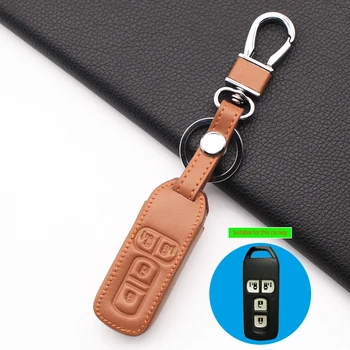 

Motorcycle leather key case cover set for honda n-um N-BOX n wagon plus 2018 new 4 buttons case for keychain alarm key cover