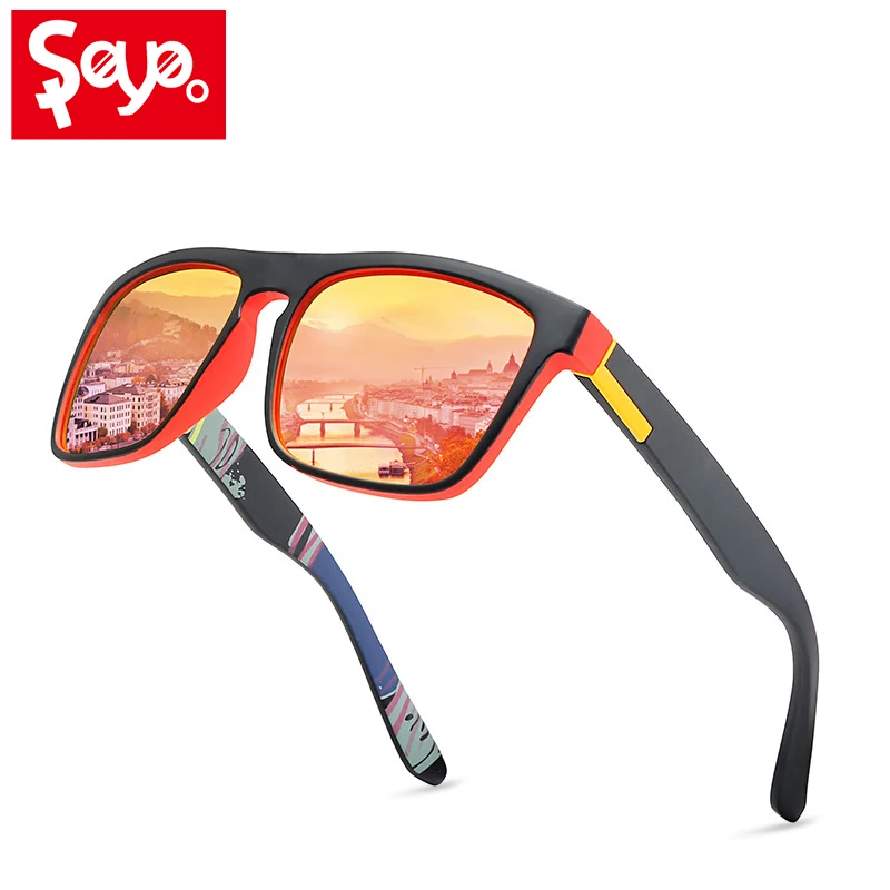 

SAYLAYO Men Polarized Sunglasses Fashion Anti-UV Driving Driver Matte Black Legs Goggles Eyewear Rectangle Shades for Women