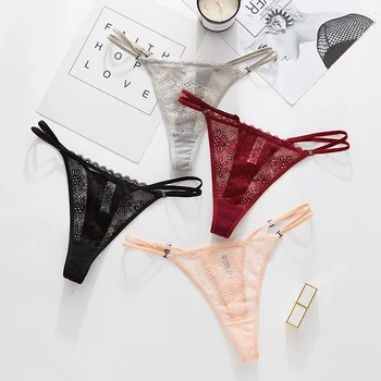 

Hot and Sexy lace Women's lingerie Thongs Hollowing out G-string transparent Underwear low-waisted Panties Ladies briefs