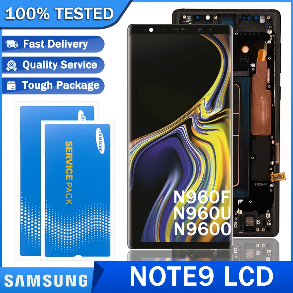 6 4 ''Оригинальный ЖК дисплей для SAMSUNG Galaxy Note 9 N960F N960D Super AMOLED + рамка сенсорный