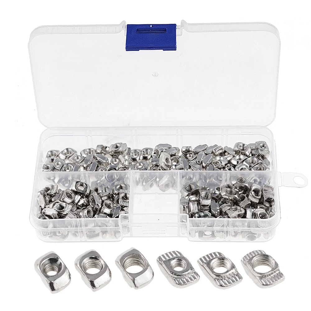 150 Pieces 2020 Series T Nuts T-Slot Nut Hammer Head Fastener Nickel-Plated M5 