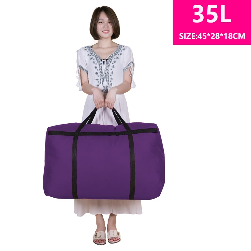 violet 35L Большая вместительная холщовая переносная сумка для хранения багажа, очень большая мужская дорожная сумка, большая сумка - Цвет: violet 35L