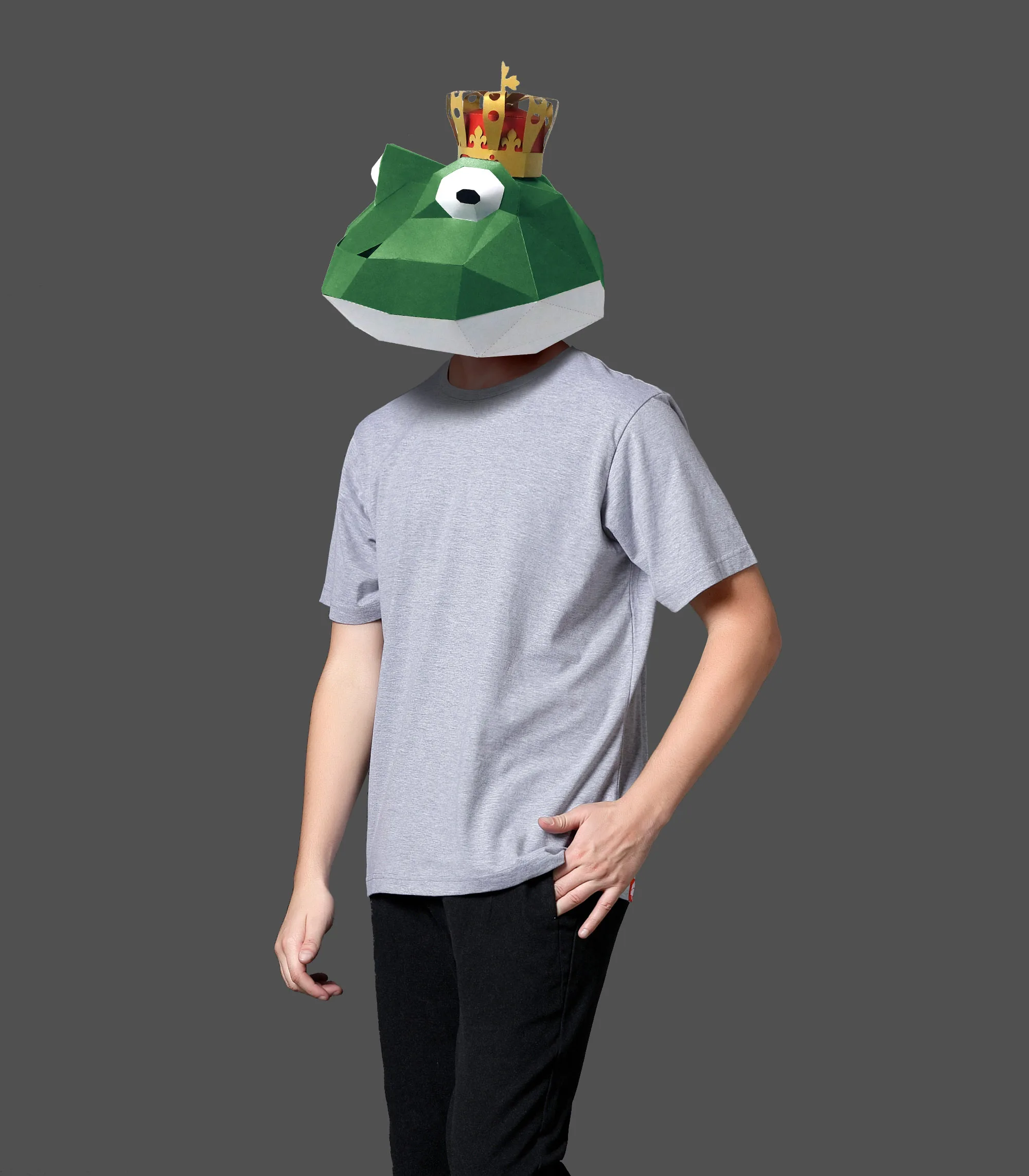 Paper Mask 3d Frog Prince Costume Cosplay DIY Paper Craft Model Mask Christmas Halloween Prom Party Gift