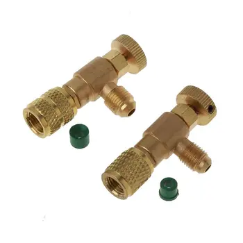 

2pcs set Adding Fluorine Liquid Safety Valve R410 R22 Air Conditioning Refrigerant 1/4 Safety Adapter
