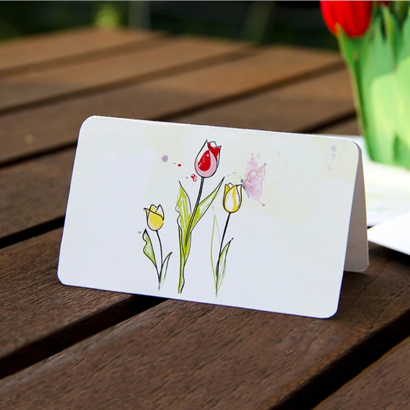  3D Pop Up Tulips Flowers Greeting Card Christmas Birthday New Year Invitation 72XF - 4000389106720