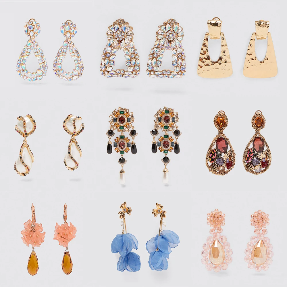 

Miwens Za Bright Crystal Rhinestone Drop Earrings Women Fashion Maxi Brincos Colorful Flower Statement Earrings Dangle Jewelry