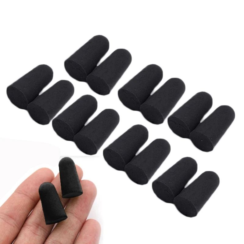 10Pairs Travel Sleep Noise Prevention Earplugs Noise Reduction For Travel Sleeping Soft Tapered Foam Black Ear Plugs