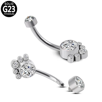 

G23 Titanium Navel Curved Barbell Piercing Belly Button Rings Double CZ Gem Navel Rings Women Body Piercing Jewelry Wholesale