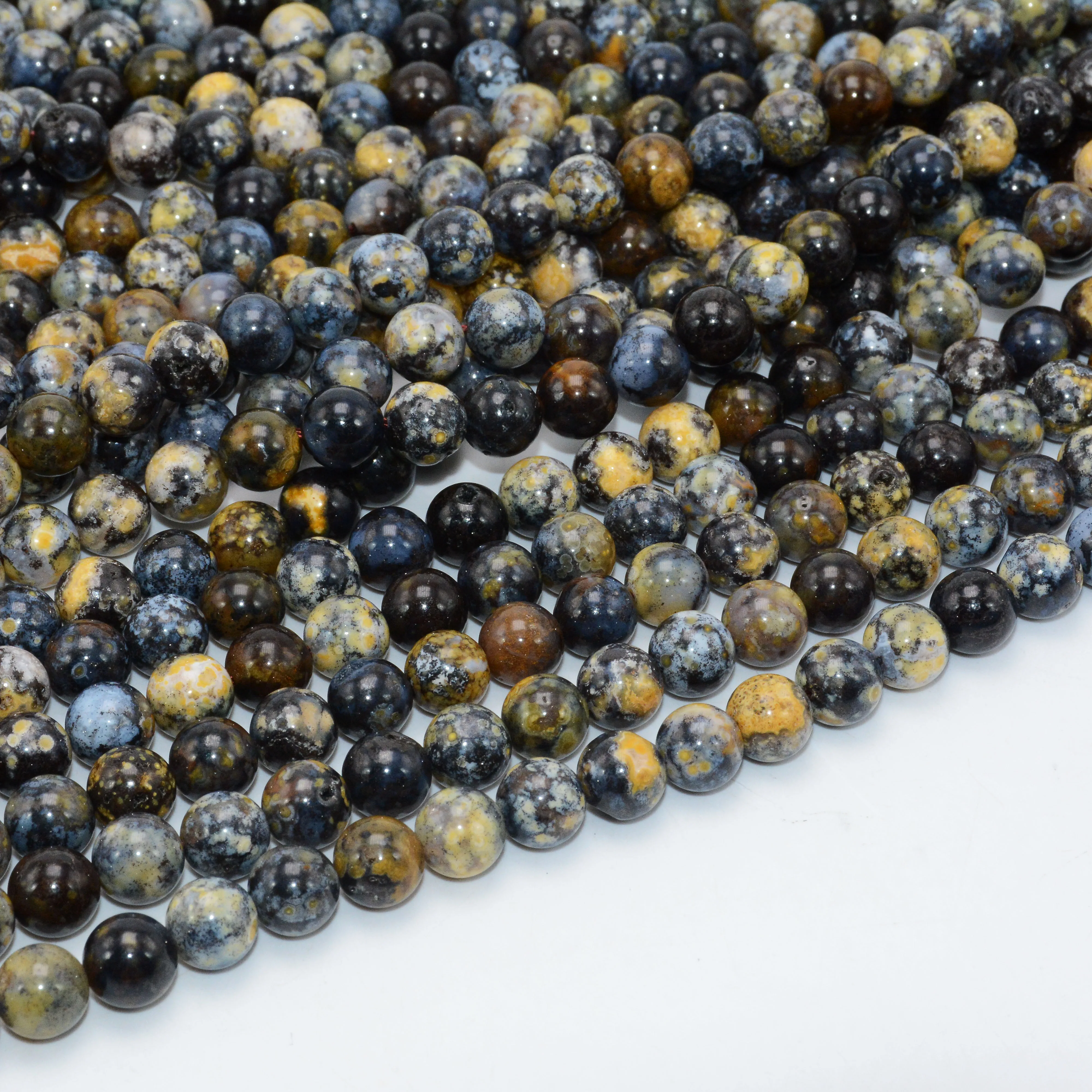 

Natural Yellow Blue Ocean Agate Loose Round Beads 8mm - Not Perfect Smooth and Round