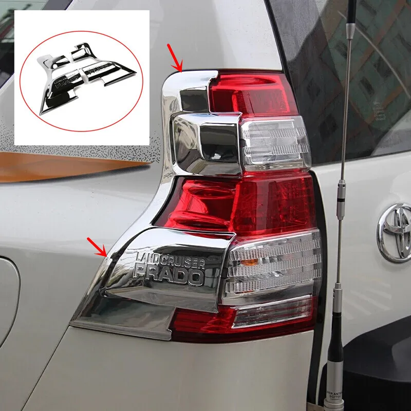 

ABS Chrome For Toyota Prado FJ150 FJ 150 2014 2015 2016 2017 Taillight Rear Light Lamp Frames Covers Trim Car Styling 2Pcs