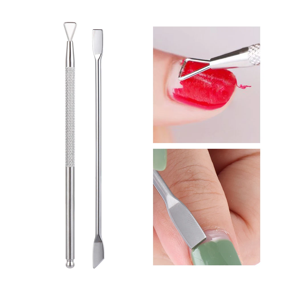 

2 Pcs Stainless Steel Nail Polish Remover Art Accessories Cuticle Peeler Scraper Remove Gel Nail Polish Nail Art Remover Tools
