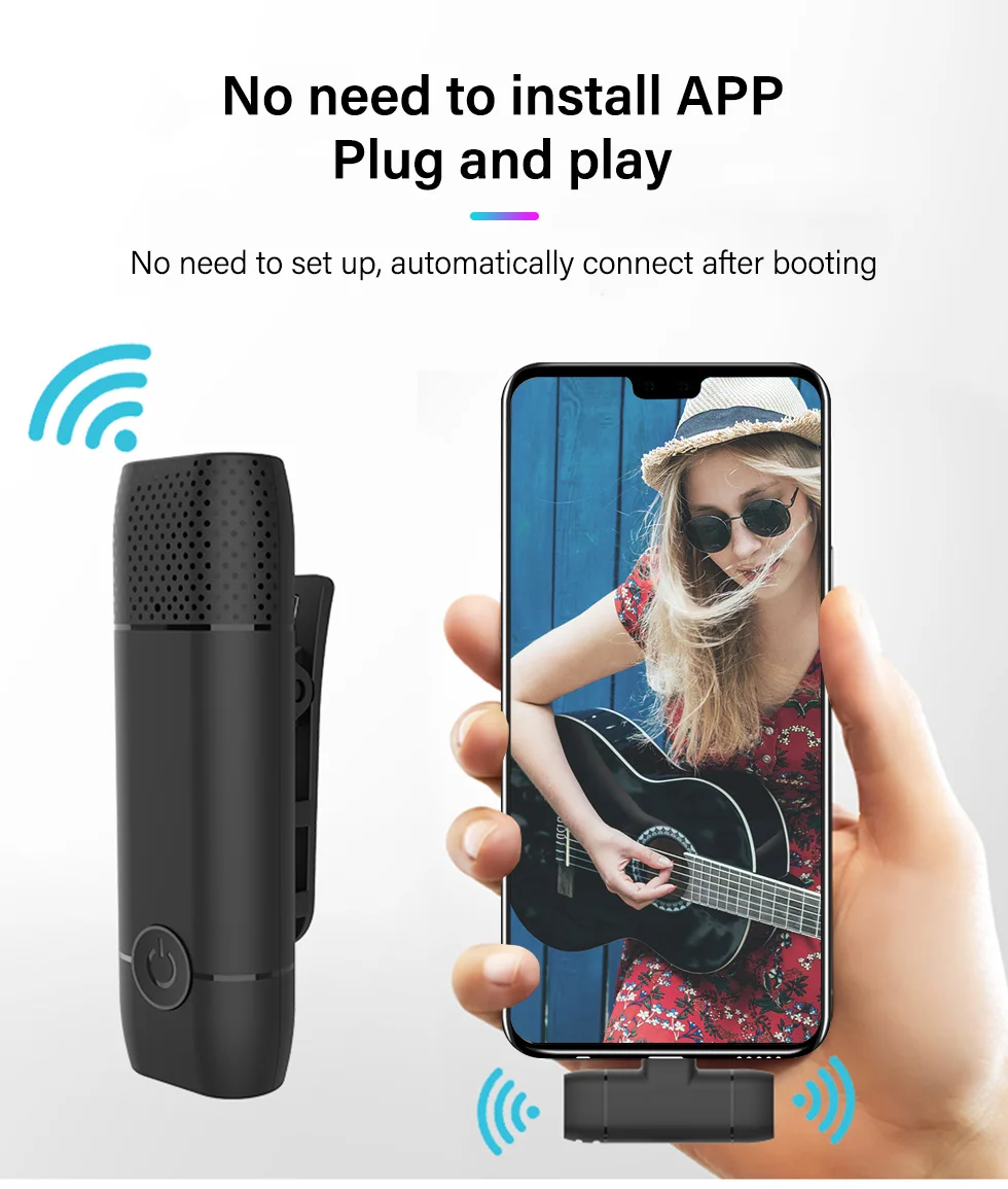 Петличный беспроводной микрофон для iPhone 13 12 11 10 7 8 Plus iPad ...