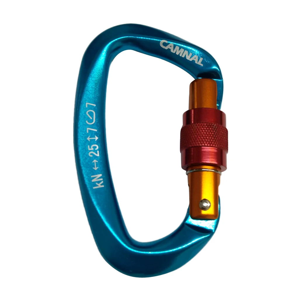 25KN D Ring Screw Locking Rock Climbing Carabiner Gear - 17mm Gate Opening
