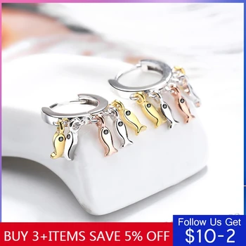 

CodeMonkey Cute 3 Color Little Fish Hoop Earring Authentic 925 Sterling Silver Earring For Women Fashion Jewelry CME446