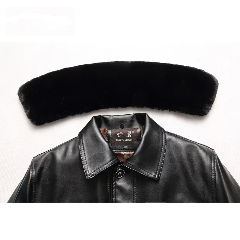 FGKKS, зимние Брендовые мужские кожаные куртки, мужские повседневные пальто из искусственной кожи, Мужская Утепленная кожаная куртка(съемный меховой воротник