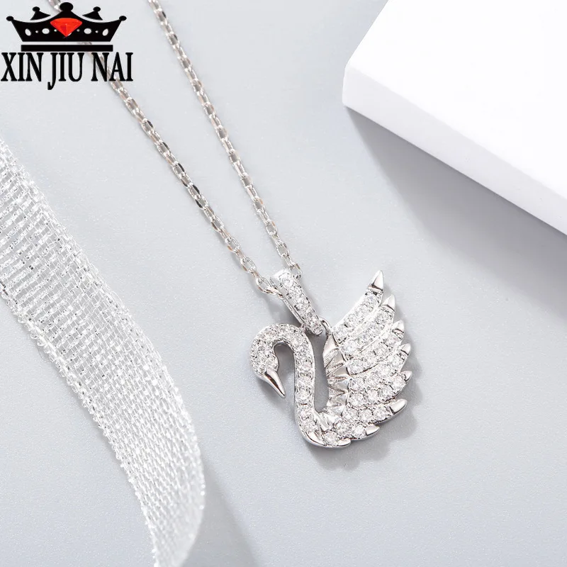 s925 Sterling Silver 5A Zircon Swan-shaped Female Money Pendant pendant necklace,silver necklace,silver pendant,silver necklace charms