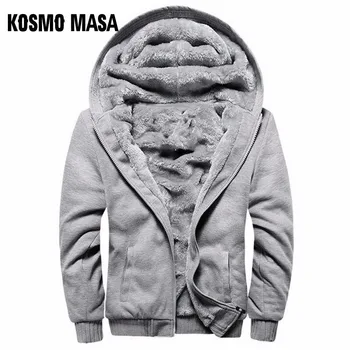 

KOSMO MASA Fleece Thick Zipper Hoodies Winter Jacket Men Windbreaker Casual Autumn Outwear Mens Coats And Jackets For Men MJ0091