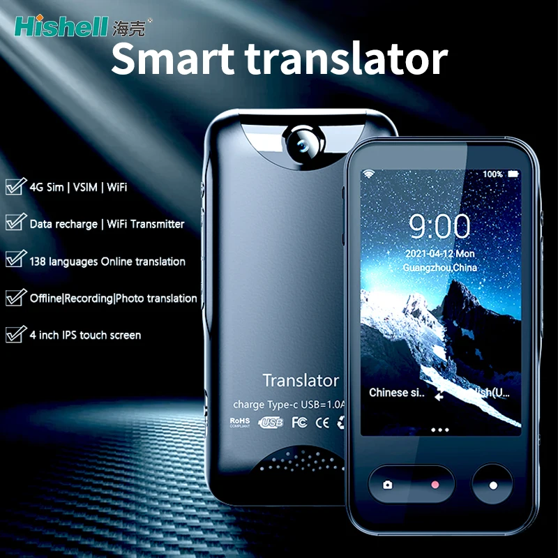 

138 Languages Real Time two-way portable translation Smart offline Voice Translator WIFI+4G Multilingual Translator for Travel