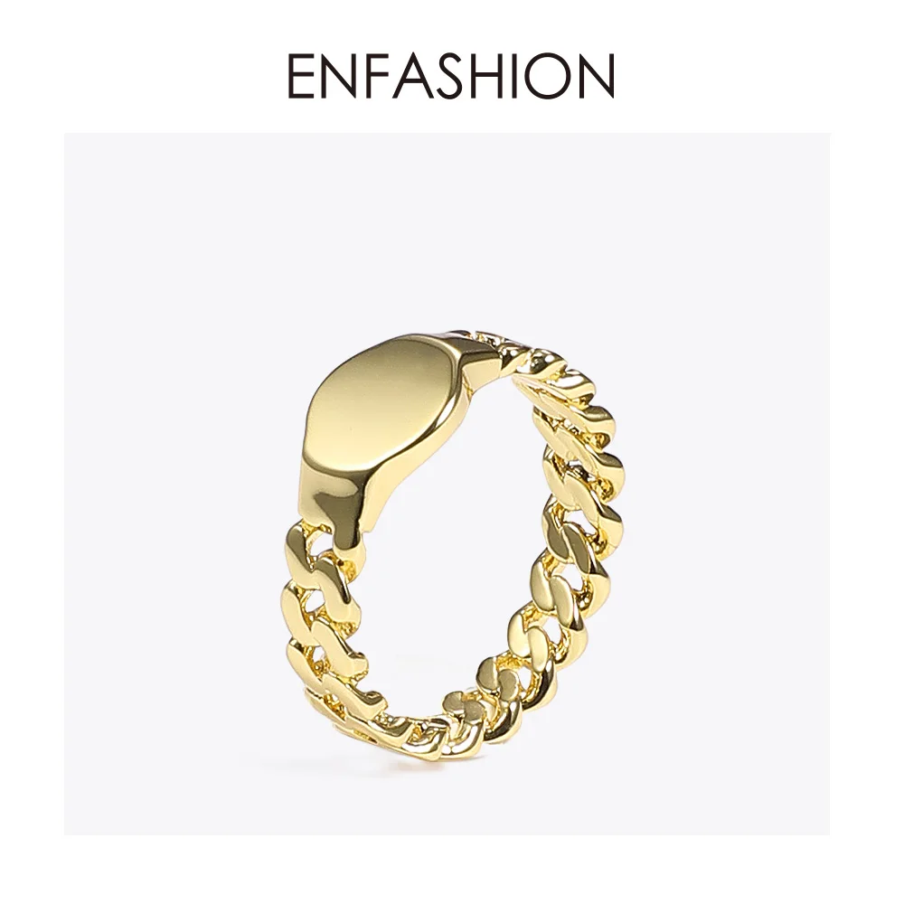 

ENFASHION Punk Link Chain Platform Ring Men Gold Color Lady Finger Rings For Women Fashion Jewelry Gifts Anillos Mujer R194025
