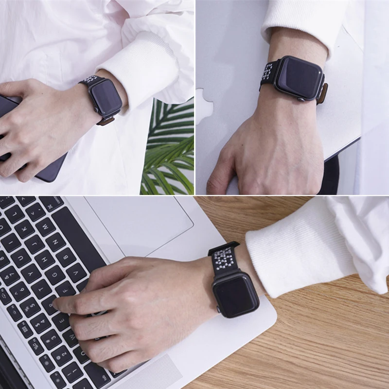 40/44 мм ремешок для часов Apple Watch Series 5 4 Кожаный ремешок с вышивкой для часов Series 2 3 38 мм 42 мм браслет ремешок на запястье