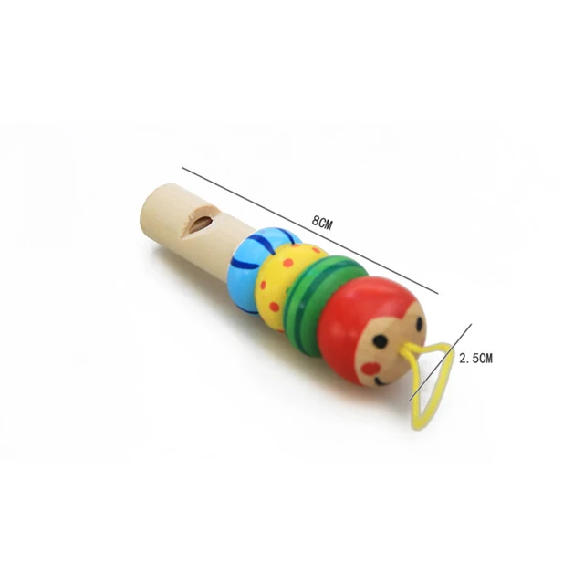 1Pc Infant Whistling Toy Wooden Random Color Toys Cartoon Animal Whistle Educational Music Instrument Toy for Baby Kids Children 6