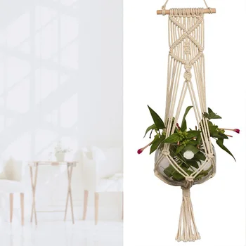 

105cm Handmade Rope Macrame Flower Pot Holder Plant Hanger Flower Pot Hanging Rope Braided Craft for Decoration Wall