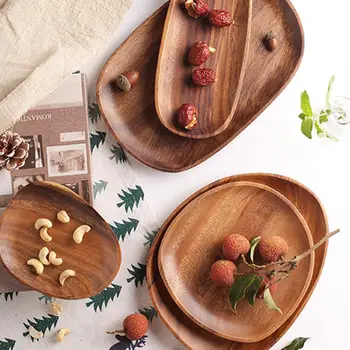 

Bread tray lovesickness Wooden Round Oval Solid Pan Plate Fruit Dishes Saucer Tea Tray Dessert Dinner Plate Tableware Set