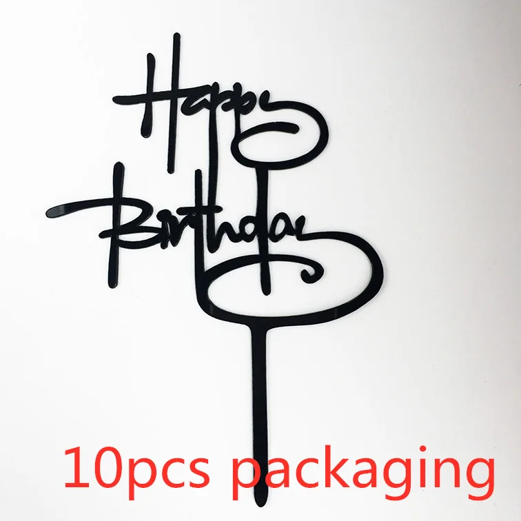 10 יחידות טופר לעוגת יומולדת בצבע זהב ורוד כסף שחור עיצוב פשוט טופר לעוגת אקריליק למסיבת רחם לתינוקות קישוט קינוחים