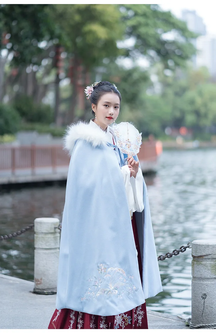 Hanfu для женщин вышивка плащ певцов представление одежда осень и зима пальто дамы народный фестивальный рейв наряд DC3455