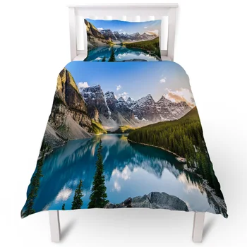 

Beautiful Nature Landscape Mountain Lake Duvet Cover Pillow Case Quilt Cover Set Bedclothes Single Bedding Sets For Bed