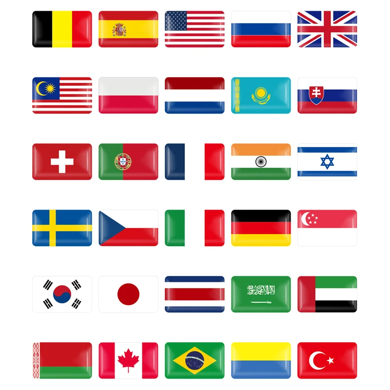 Car Styling 10PCS 3D Thailand lBrazil Malaysia Poland Netherlands Fogo Epoxy Badge Sticker Decoration For Reflective Accessories |