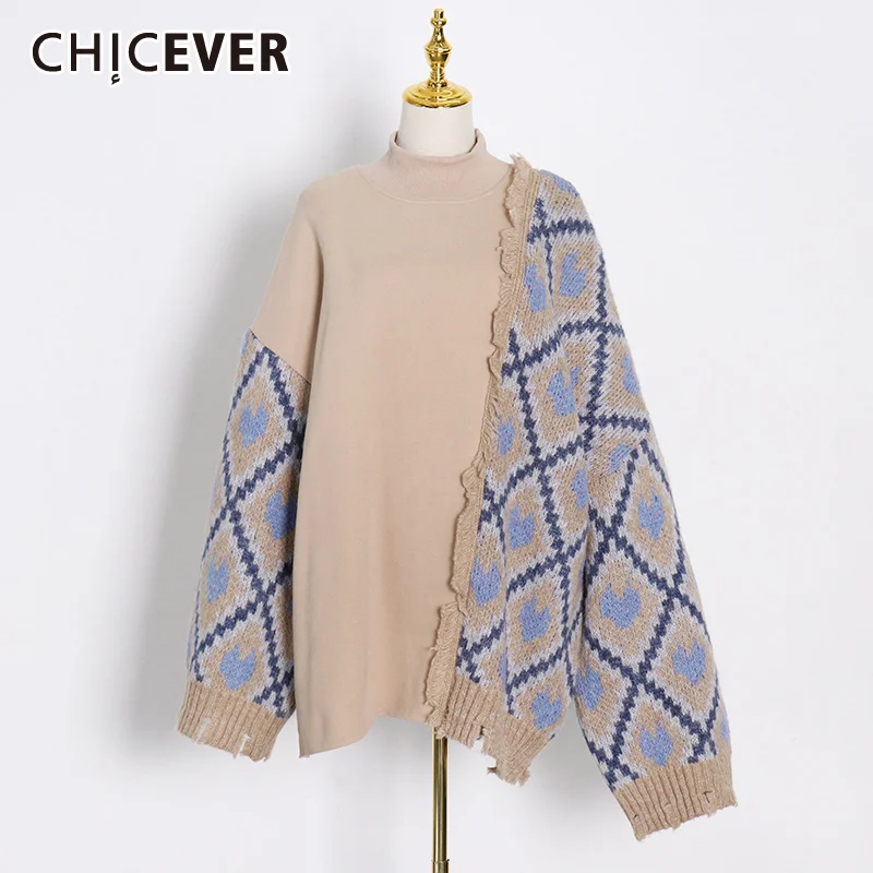 chiever-casual-moletom-para-mulher-gola-alta-manga-comprida-retalhos-trico-hit-cor-xadrez-pullovers-feminino-2021-outono-novo