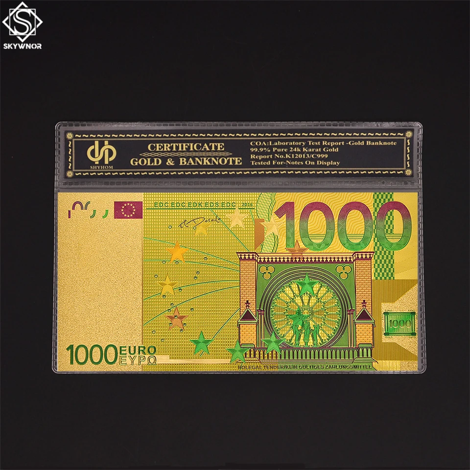 

Gold Banknote Colorful 1000 ECU Souvenir Paper Money With COA Holder