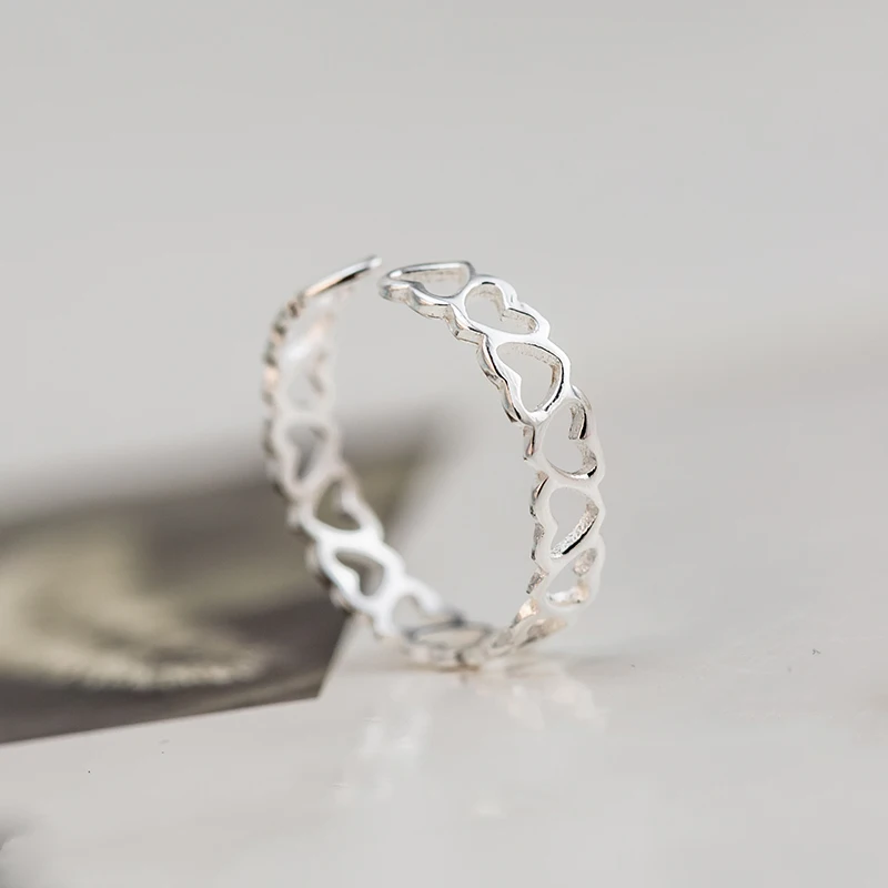 Silver Heart Open Rings For Women Hypoallergenic