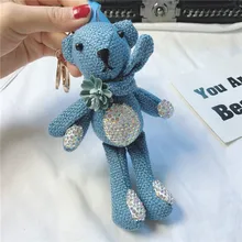 Новое поступление льняной медведь брелок глина с инкрустацией стразами кукла пакет кулон женский автомобиль брелок аксессуары подвесное украшение