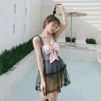 

Costumes Girls Swimsuit May Female Beach Tankini Women Bathingsuits Trikini One-Piece Swimsuits Piece Japanese Soft Girl Plaid