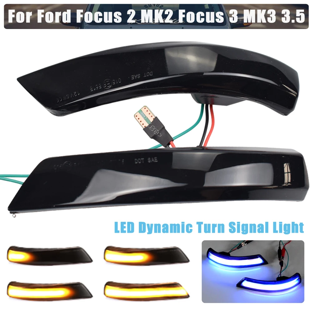 

2pcs Flowing Side Wing Rearview Mirror Indicator Blinker For Ford Focus 2 3 Mk2 Mk3 Mondeo Mk4 LED Dynamic Turn Signal Light