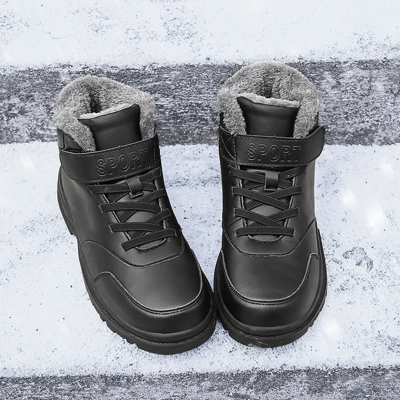 

Fashion Super Warm Men'S Boots High-Cut Lace-Up Warm Plush Motorcycle Boots Top Warm Winter Boots Men Plus Size 45