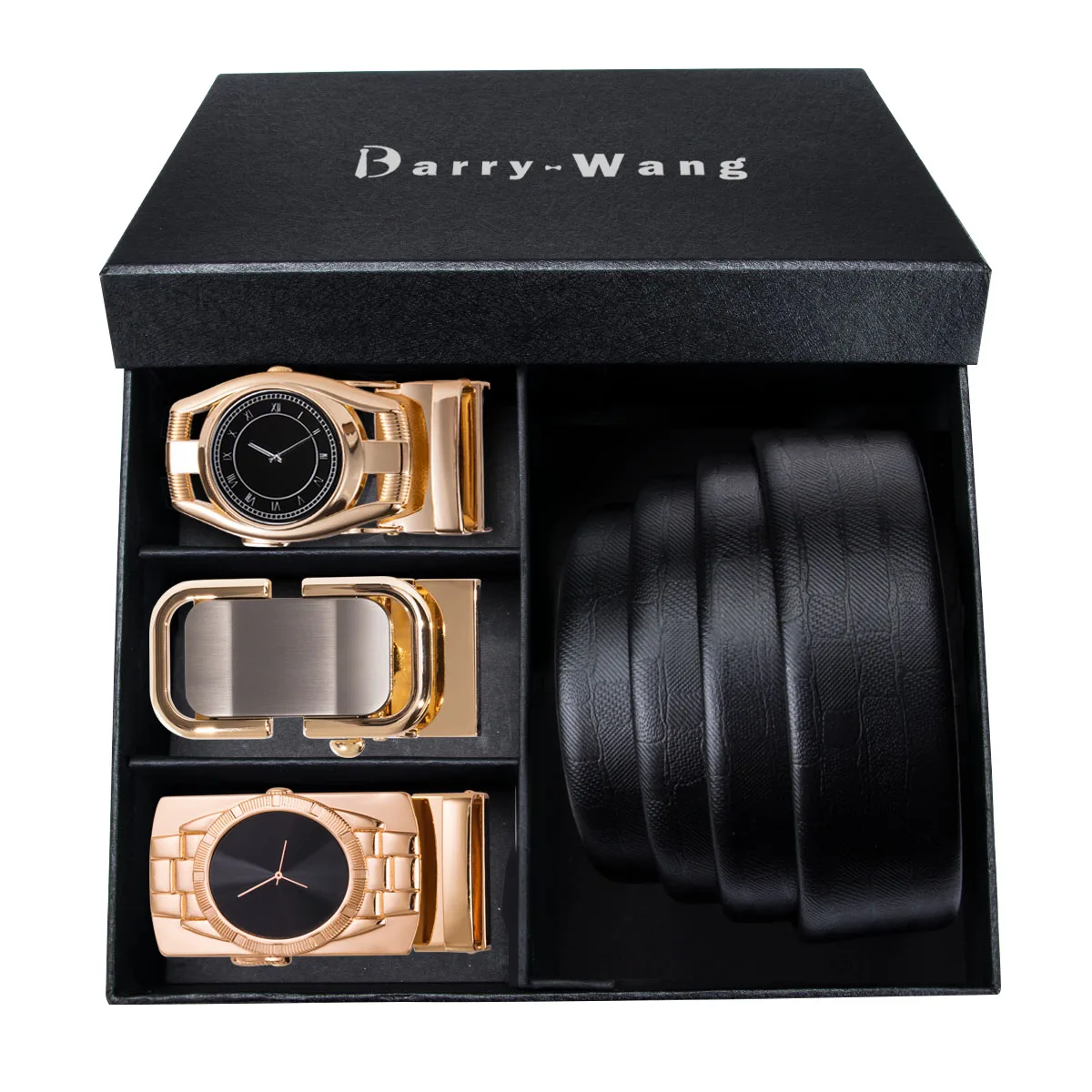 DK-2093-2094-2104DEA Barry. Wang высокое качество мужской s ремень для мужчин 3 шт. Автоматическая пряжка мужской 110-160 см черный ремень из натуральной кожи ремень с подарочной коробкой - Цвет: DK-2093-2094-2104DEA