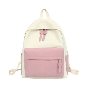 

Korean Style school bag for teenager girls cute pink patchwork Canvas Backpack Women Fresh Tote sac a dos mochila escolar