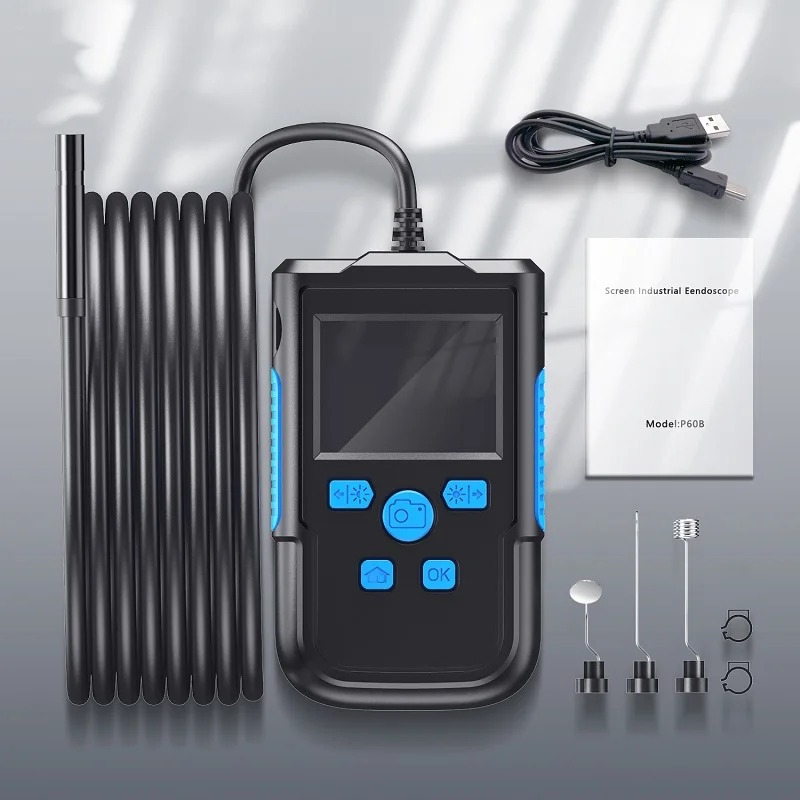 

8MM Lens Industrial Endoscope Camera 2.4 Inch IPS Screen Borescope HD1080P Rigid Cable Waterproof LED Lights 2600mAh Battery