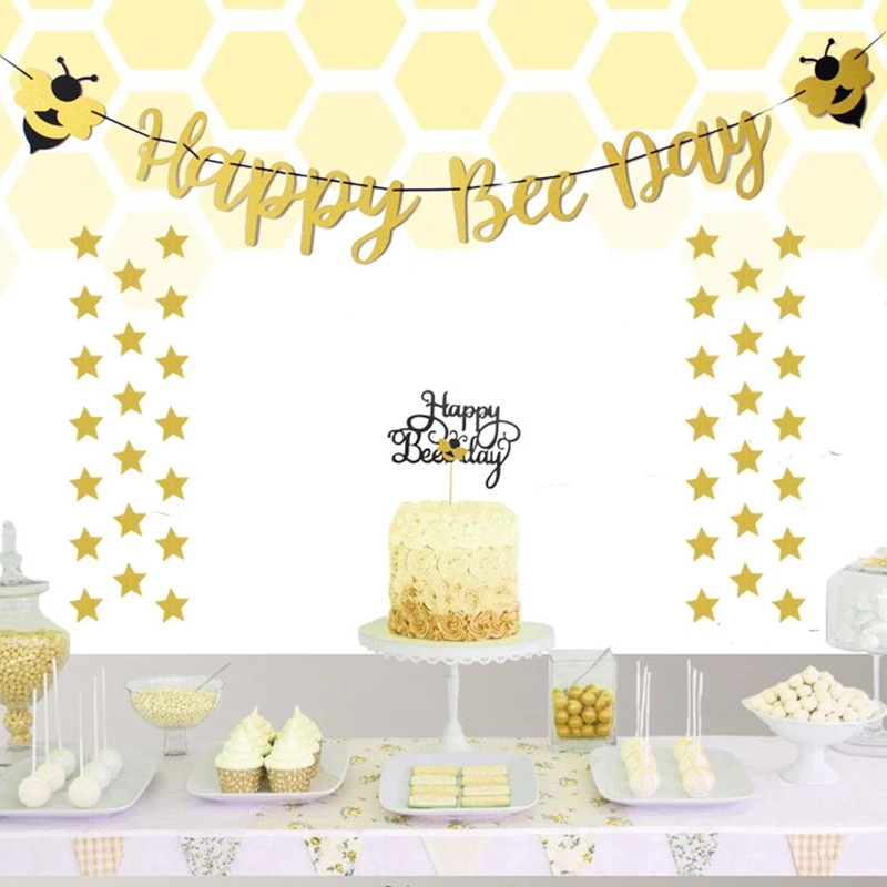 Детская тема с надписью Happy Birthday Little Bee и Oh Love Pair вечерние украшения буквенным