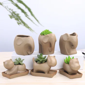 

1pc Plant Flower Grass Pot Ceramic Succulent Pot Cute Cartoon Animal Stimulation Plant Container